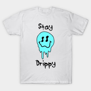 'Stay Drippy' Blue smiley face T-Shirt